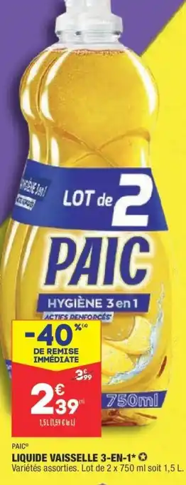 ALDI Paic Liquide Vaisselle 3-En-1 offre