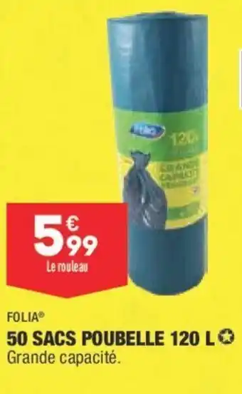 ALDI Folia 50 Sacs Poubelle 120L offre