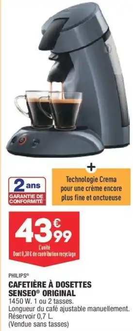 ALDI Philips Cafetière à Dosettes Senseo Original offre