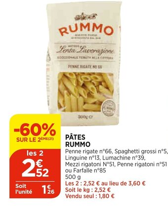 Bi1 Rummo Pâtes offre