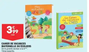 ALDI Cahier de Vacaces Maternelle Ou Écoliers offre