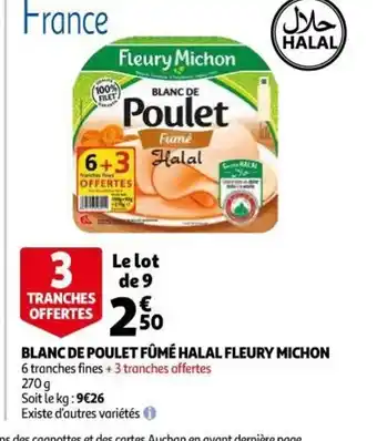 Auchan Supermarché Blanc de Poulet Fûmé Halal Fleury Michon offre