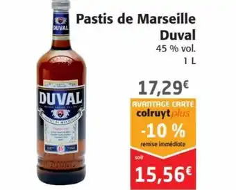 Colruyt Duval Pastis de Marseille 1L offre