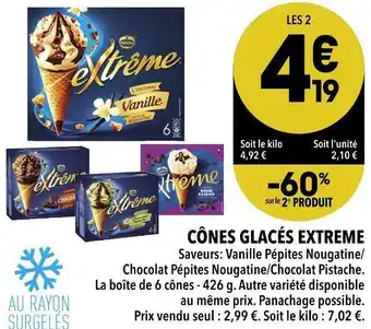 Supeco Extreme cônes glacés offre
