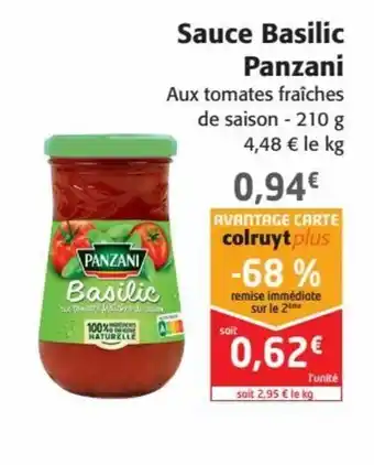 Colruyt Panzani Basilic Sauce offre