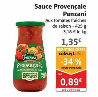 Colruyt Sauce provençale panzani offre