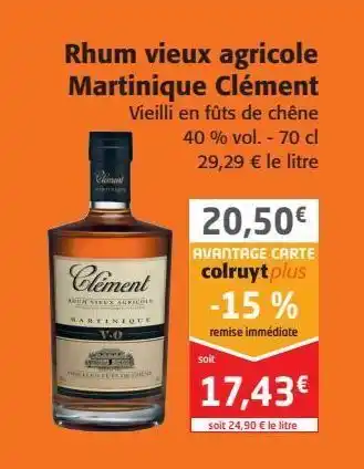 Rhum vieux agricole martinique clément