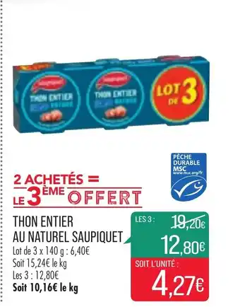 Match Saupiquet Thon Entier Au Naturel offre
