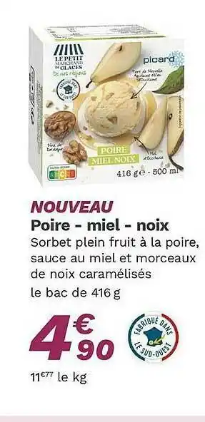 Picard Poire - Miel - Noix offre
