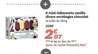Picard 8 Mini-bâtonnets Vanille Divers Enrobages Chocolat offre