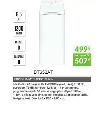 Programme Rapide 39 Min Bt652at