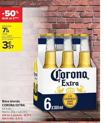 Carrefour Contact Bière Blonde Corona Extra offre