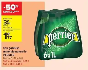Carrefour Contact Eau Gazeuse Minérale Naturelle Perrier offre