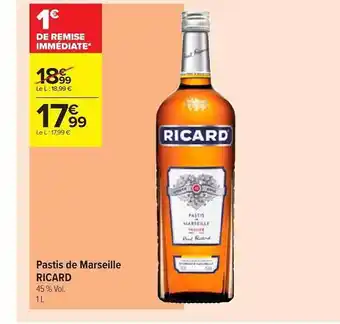 Carrefour Contact Pastis De Marseille Ricard offre