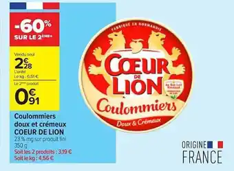 Coulommiers Doux Et CrĂ©meux CĆur De Lion