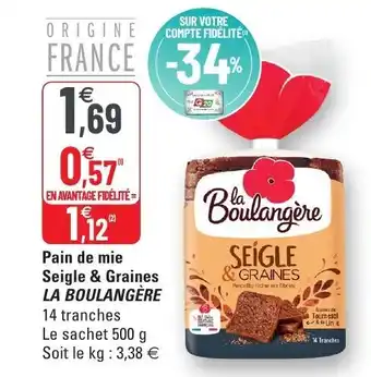 G20 Pain de mie Seigle & Graines offre