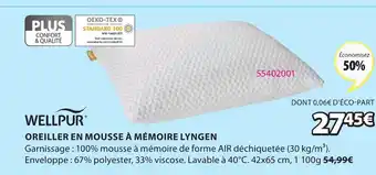 JYSK Wellpur Oreiller En Moussse a Mémoire Lyngen offre