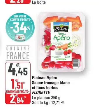 G20 Plateau Apéro Sauce fromage blanc et fines herbes offre