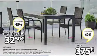 JYSK Table de Jardin Vattrup + Chaise Empilable Gudhjem offre