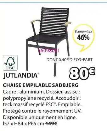 JYSK Chaise Empilable Sadbjerg offre