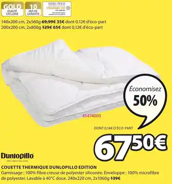 JYSK Couette Thermique Dunlopillo Edition offre