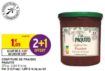Intermarché Paquito confiture de fraises offre