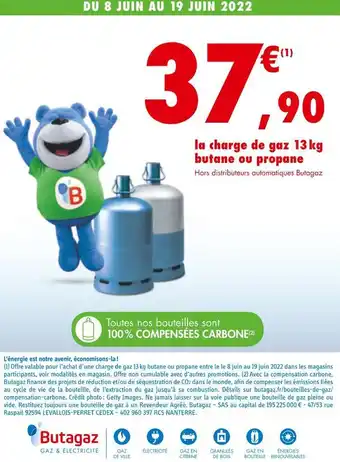 La charge de gaz 13 kg butane ou propane