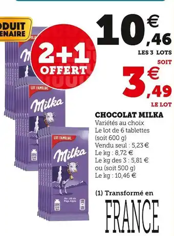 Super U Milka chocolat offre