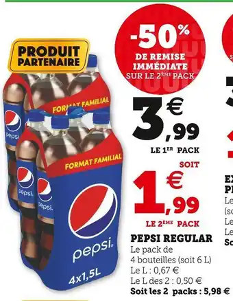 Super U Pepsi pepsi regular offre