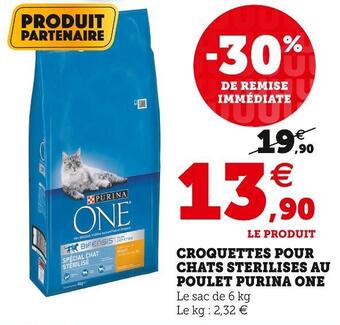 Purina one croquettes pour chats sterilises au poulet purina one
