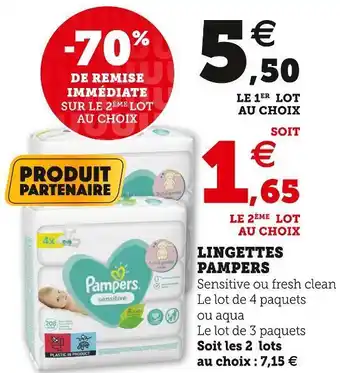 Super U Pampers lingettes offre