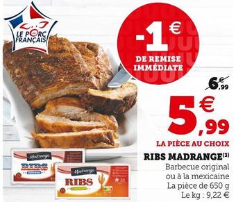 Super U Madrange ribs offre