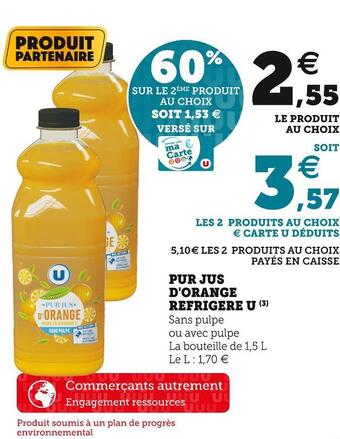 U pur jus d'orange refrigere