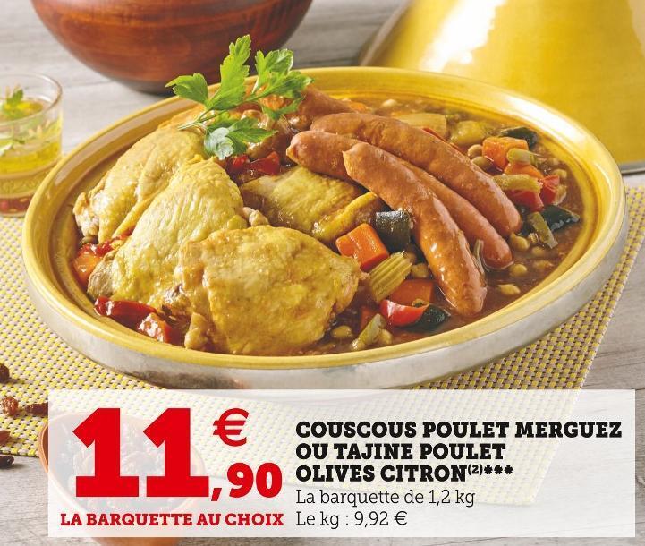 Promo Couscous poulet merguez ou tajine poulet olives citron chez Super U