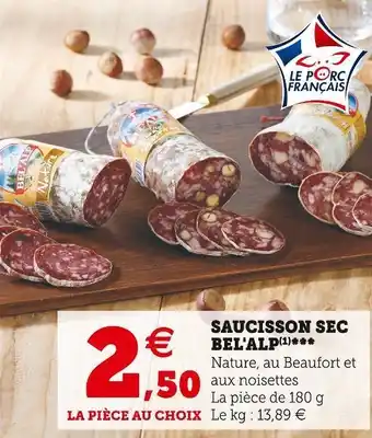 Super U Bel'alp saucisson sec offre