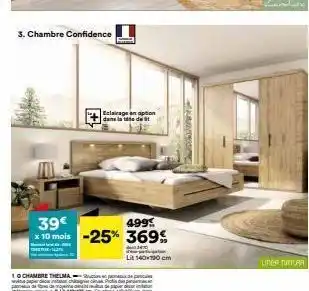 BUT 3. chambre confidence hard eclairage an option dans la tase de 39€ 499% x 10 mois -25% 369% p lit 140x120 cm structur offre