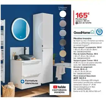 Meuble sous-vasque l. 60 cm + plan de toilette