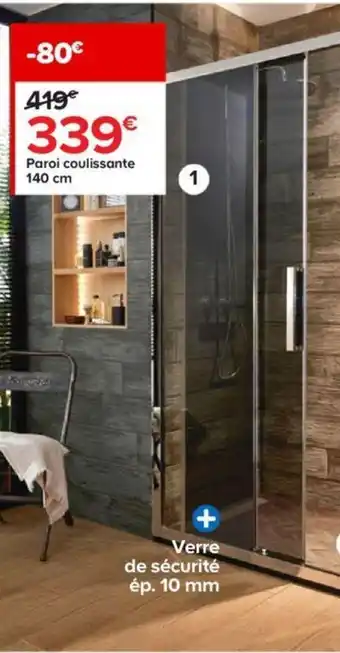 Castorama Paroi coulissante Zilia 140 cm offre