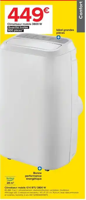 Castorama Climatiseur mobile 13 K BTU 3800 W offre