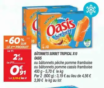 Netto Oasis Bâtonnets Sorbet Tropical x10 offre