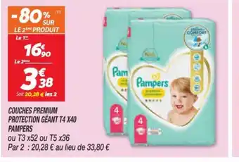 Netto Pampers Couches Premium Protection Géant T4 x40 offre