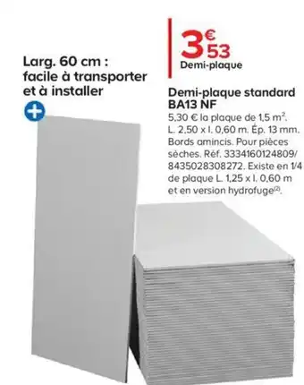 Castorama Demi-plaque standard BA13 NF offre