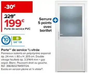 Castorama Porte de service 1/2 vitrée offre