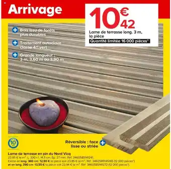 Castorama Lame de terrasse en pin du Nord Vicq offre