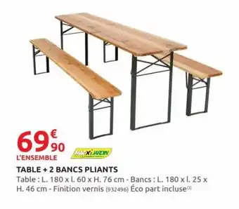 Rural Master Table +2 Bancs Pliants offre