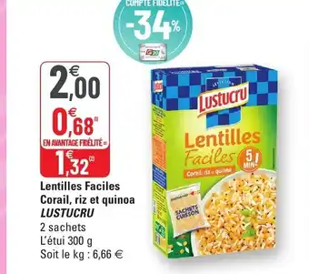 G20 Lentilles Faciles Corail ,Riz Et Quinoa Lustucru offre