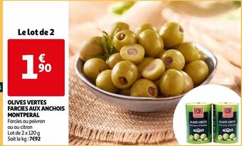 Auchan Olives vertes farcies aux anchois montperal offre