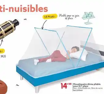 Gifi Pliable pour un gain de place €99 moustiquaire dôme pliable pour lit 1 place dim. 204x92x88 cm, fibre de verre ref.559060 offre