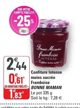 Confiture Intense Moins Sucrée Framboise Bonne Maman