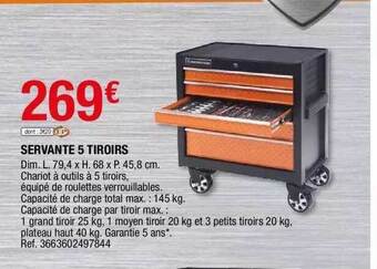 Brico Dépôt Servante 5 Tiroirs offre